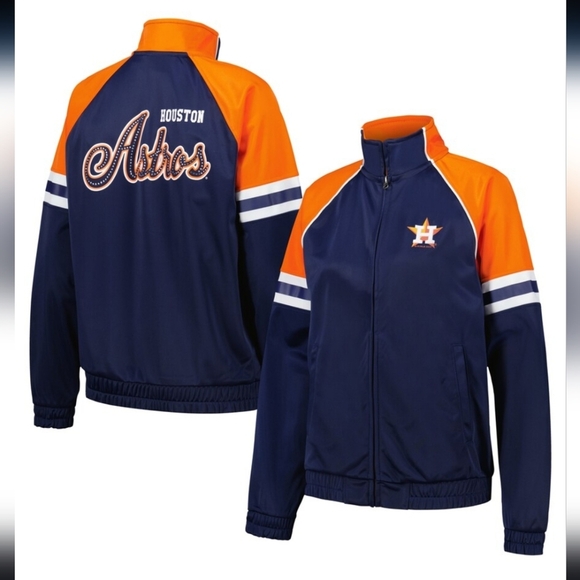 Women's Houston Astros G-III 4Her by Carl Banks Navy First Place Raglan Full-Zip - Picture 1 of 10